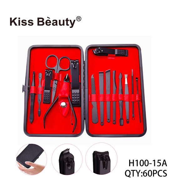 Set de Manicura y Pedicura Profesional de 15 Piezas Kiss Bèauty