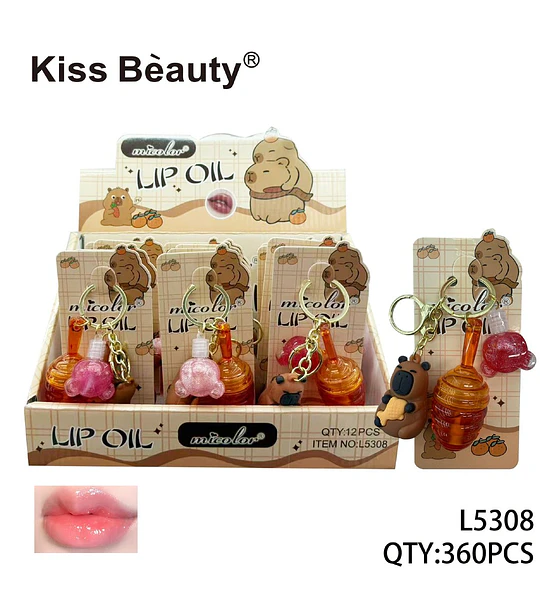 Aceite Labial Hidratante Micolor de Kiss Beauty con Llavero Decorativo