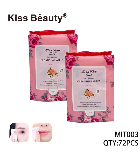 Toallitas Limpiadoras y Desmaquillantes de Rosas Kiss Beauty Mian Hua Girl