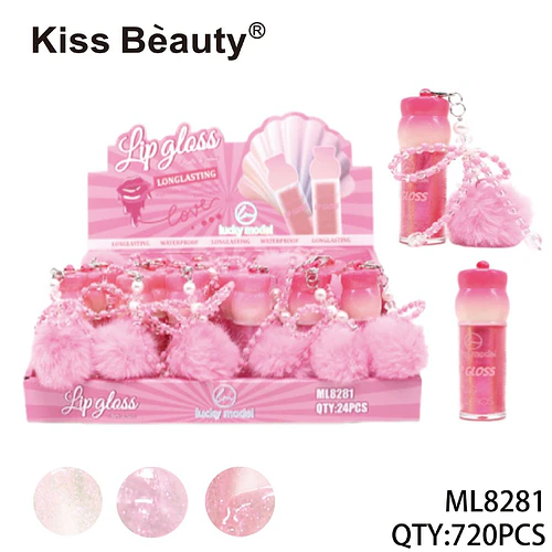 Brillo Labial Kiss Bèauty Long Lasting con Glitter y Llavero Decorativo - Chuys Beautys | Chuy's Beautys