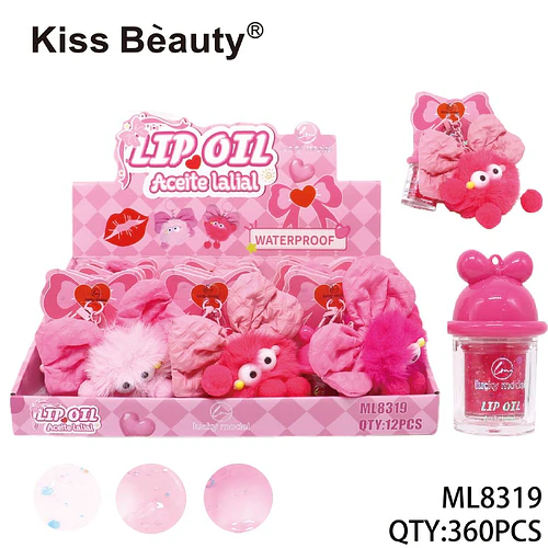 Aceite labial hidratante con brillo y llavero de peluche Kiss Bèauty ML8319 - Chuys Beautys | Chuy's Beautys