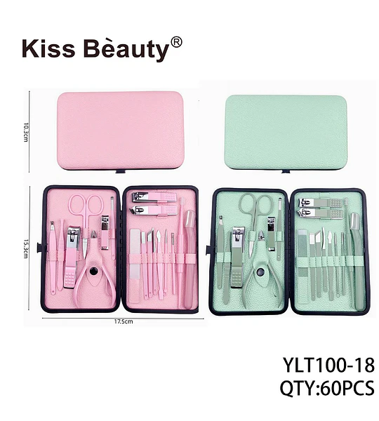 Set de Manicura y Pedicura Profesional Kiss Bèauty con Estuche Compacto