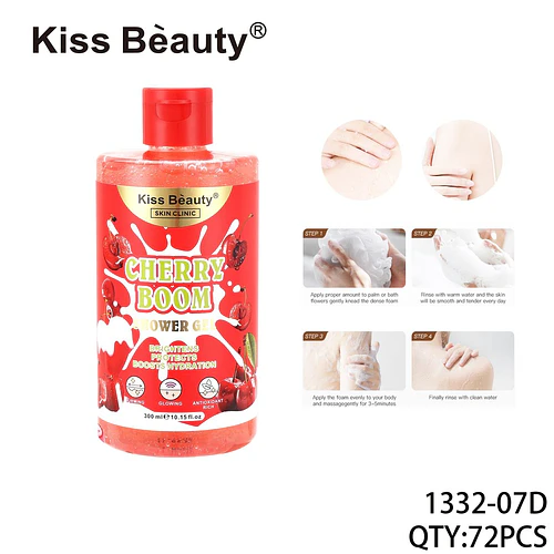 Gel de Ducha Corporal Kiss Beauty Cherry Boom Iluminador e Hidratante - Chuys Beautys | Chuy's Beautys