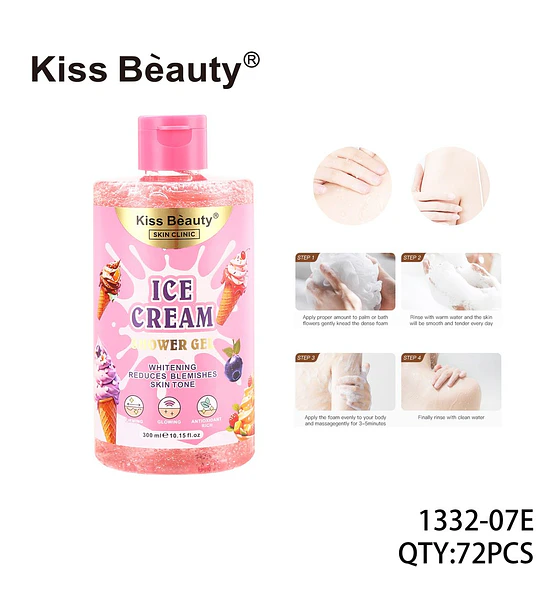 Gel de Ducha Blanqueador y Reductor de Manchas Tono Uniforme Kiss Beauty Ice Cream