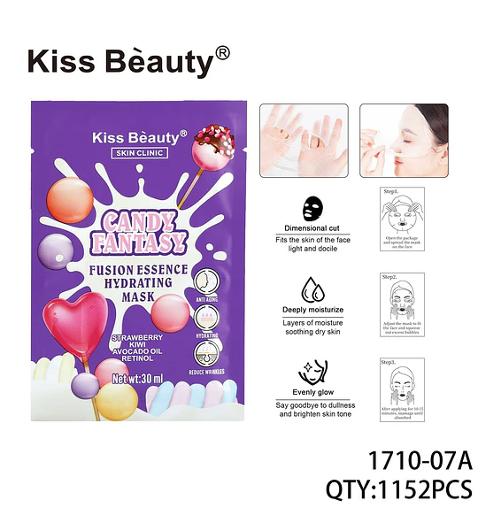 Mascarilla Facial Hidratante Kiss Beauty Candy Fantasy con Retinol