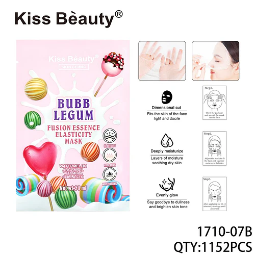 Mascarilla Facial de Esencia Elástica con Sandía y Colágeno Kiss Beauty - Chuys Beautys | Chuy's Beautys