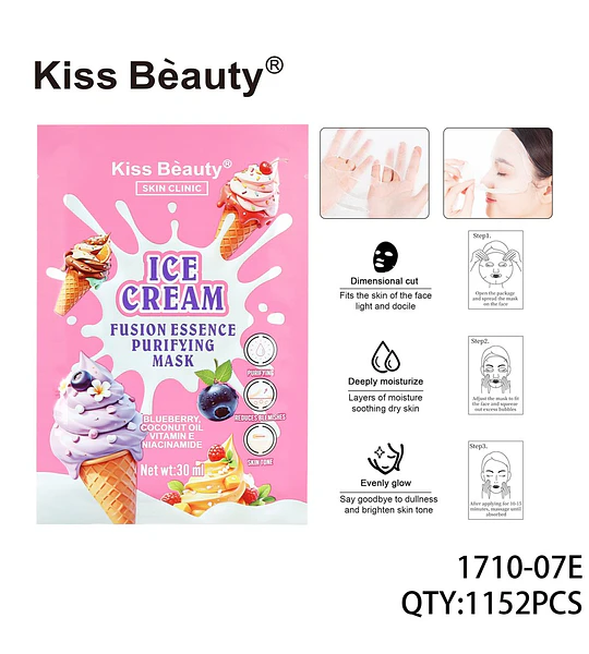 Mascarilla facial purificante con esencia de helado Kiss Beauty