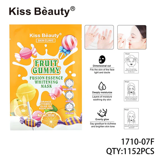Mascarilla Facial Blanqueadora Kiss Beauty Fruit Gummy con Vitamina C y Ácido Kójico - Chuys Beautys | Chuy's Beautys