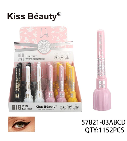 Eyeliner líquido Big Eyes Kiss Bèauty resistente al agua y de larga duración