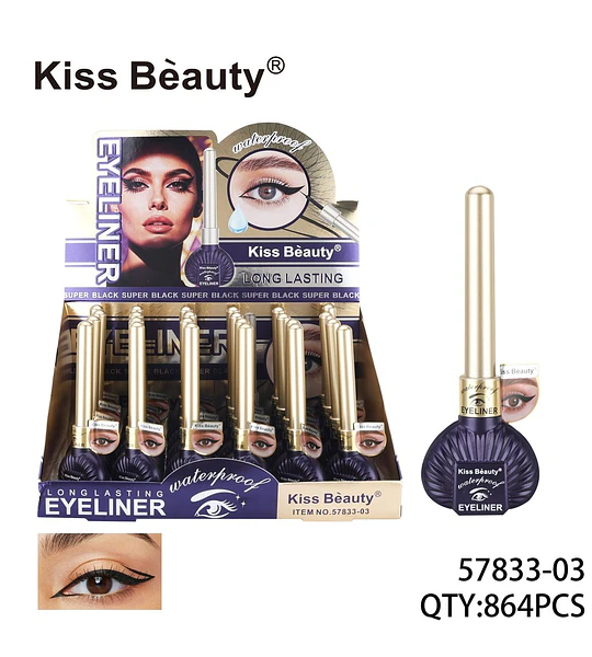 Eyeliner líquido Kiss Beauty larga duración y resistente al agua