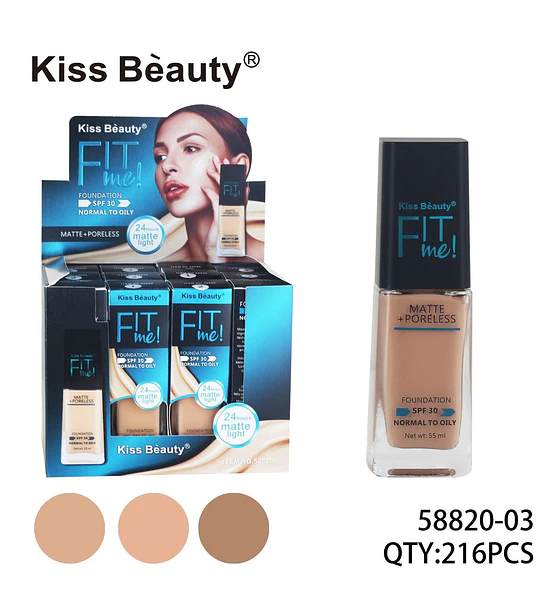 Base de maquillaje Kiss Beauty Fit Me Matte + Poreless SPF 30 para piel normal a grasa