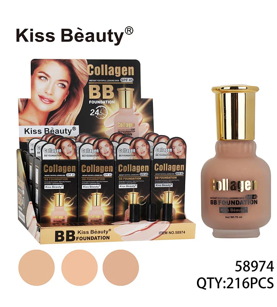 Kiss Beauty Collagen BB Foundation con SPF 45 y 24h de duración