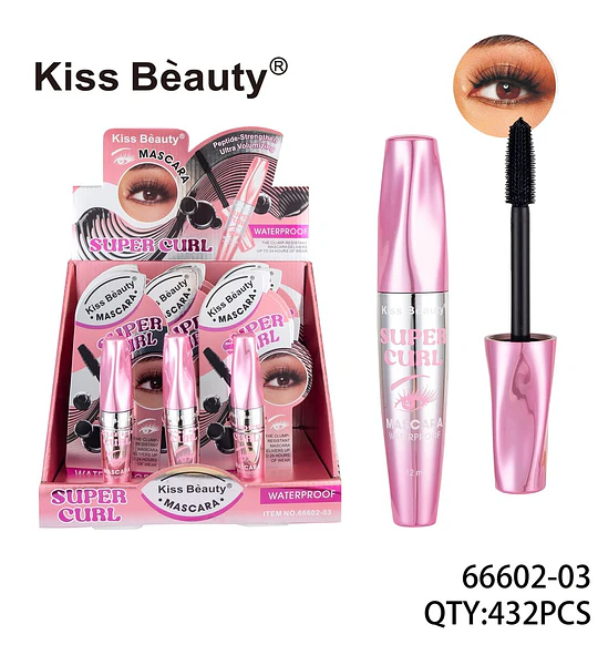 Máscara de Pestañas Super Curl Waterproof Kiss Beauty