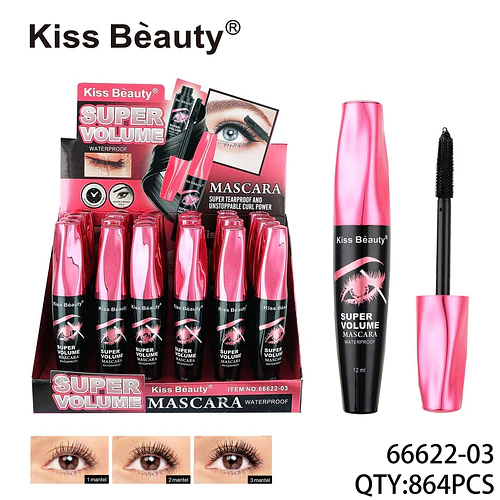 Máscara de Pestañas Súper Volumen Waterproof Kiss Beauty - Chuys Beautys | Chuy's Beautys