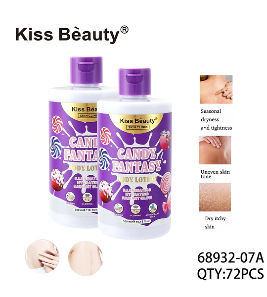 Loción corporal hidratante iluminadora Kiss Beauty Candy Fantasy