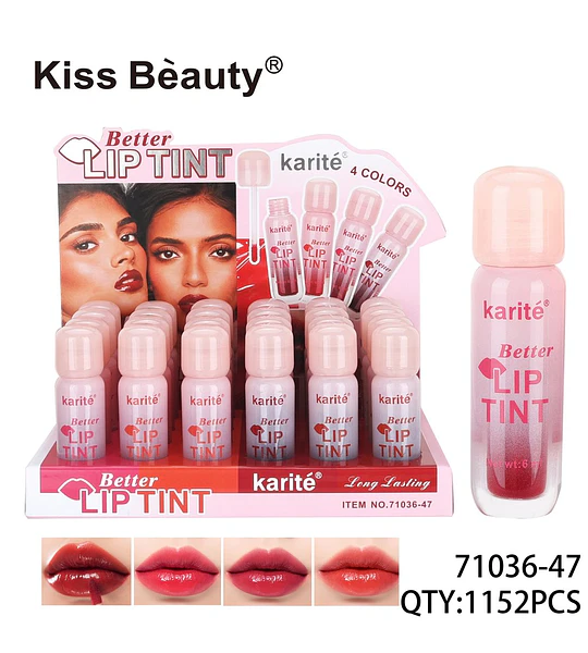 Tinta de Labios Kiss Beauty Karité Better Lip Tint Larga Duración 4 Tonos