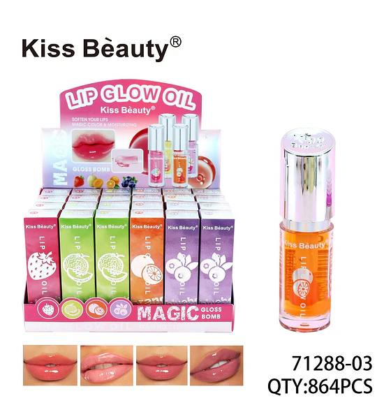 Aceite Labial Hidratante y Color Mágico Kiss Beauty Lip Glow Oil