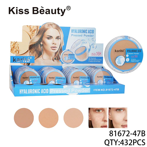 Polvo Compacto con Ácido Hialurónico Karité Kiss Beauty Larga Duración - Chuys Beautys | Chuy's Beautys