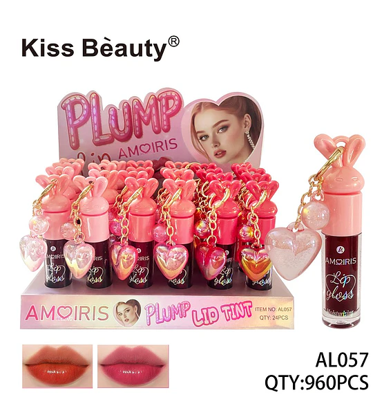 Brillo Labial Plump Hidratante Amoiris con Llavero Conejo Kiss Beauty