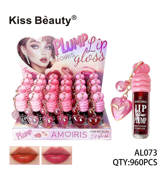 Brillo Labial Plumping Hidratante Kiss Beauty AMOIRIS con Charm Corazón