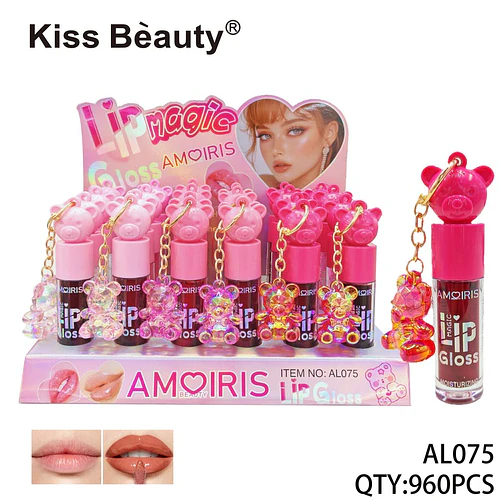 Lip Gloss Hidratante Mágico con Llavero Oso Kiss Beauty AMOIRIS - Chuys Beautys | Chuy's Beautys