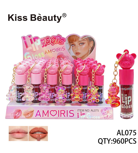 Lip Gloss Hidratante Mágico con Llavero Oso Kiss Beauty AMOIRIS