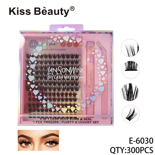 Kit de Pestañas Postizas Cluster DIY Completo Kiss Beauty Lansonwink - Chuys Beautys | Chuy's Beautys