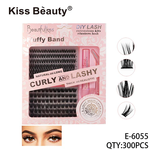Kit de Extensiones de Pestañas Rizadas Largas y Voluminosas Kiss Bèauty DIY - Chuys Beautys | Chuy's Beautys