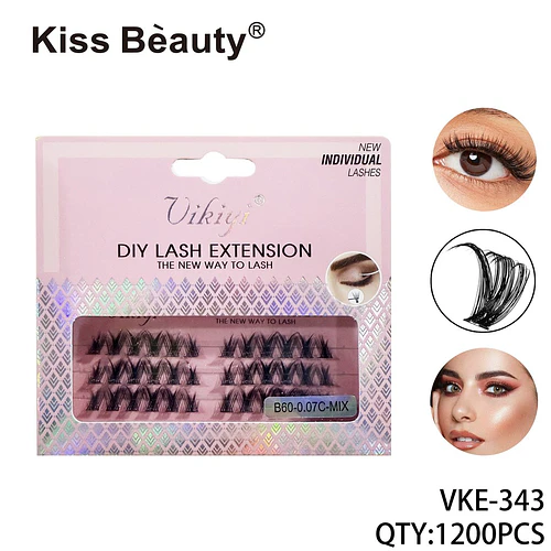 Pestañas Individuales DIY Extensiones Vikiyi Kiss Bèauty B60-0.07C-MIX - Chuys Beautys | Chuy's Beautys