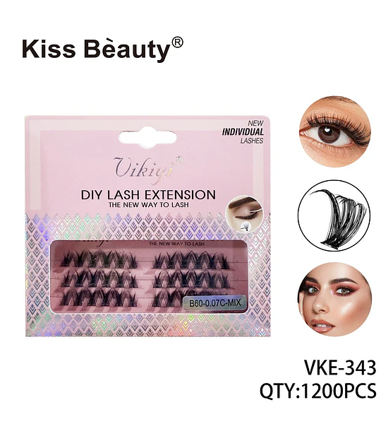 Pestañas Individuales DIY Extensiones Vikiyi Kiss Bèauty B60-0.07C-MIX
