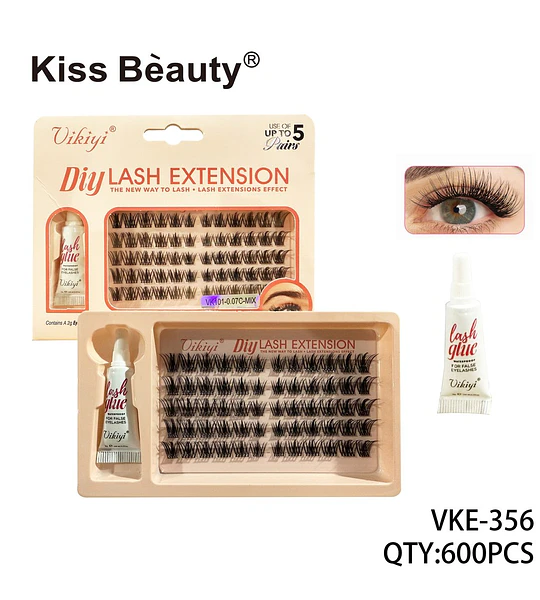 Pestañas postizas individuales Vikiyi DIY Lash Extension con pegamento