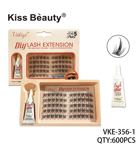 Extensiones de Pestañas Individuales DIY Vikiyi con Pegamento Impermeable