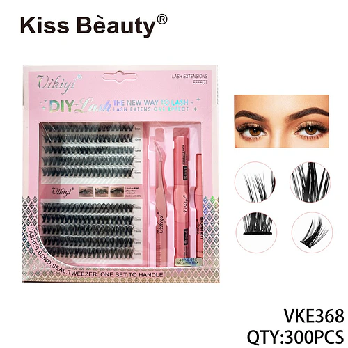 Kit de extensiones de pestañas DIY Vikiyi con adhesivo, sellador y pinzas, mix 9-14mm - Chuys Beautys | Chuy's Beautys