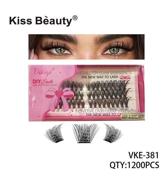 Kiss Beauty Vikiyi Pestañas Postizas Individuales en Racimo Efecto Extensiones