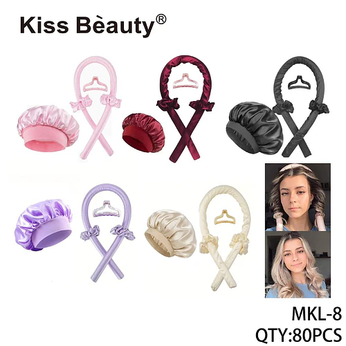 Set Rizador Sin Calor Satinado con Gorro de Noche Kiss Bèauty - Chuys Beautys | Chuy's Beautys