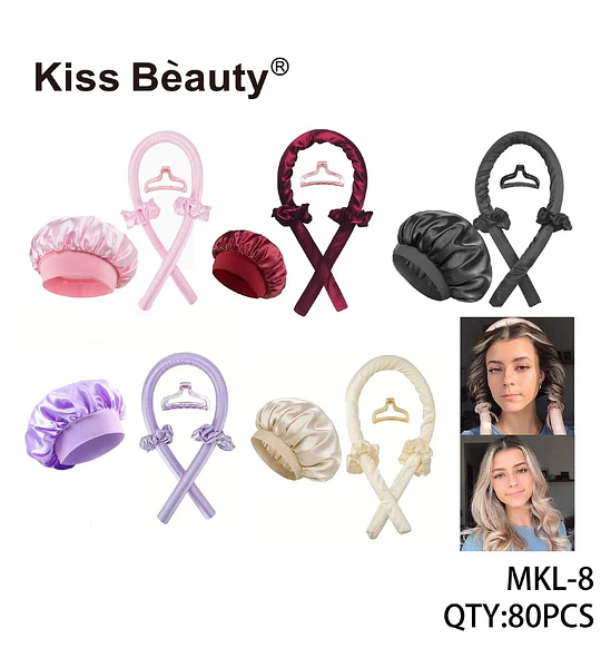 Set Rizador Sin Calor Satinado con Gorro de Noche Kiss Bèauty