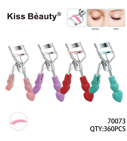 Rizador de pestañas metálico con mango ergonómico de corazón Kiss Beauty