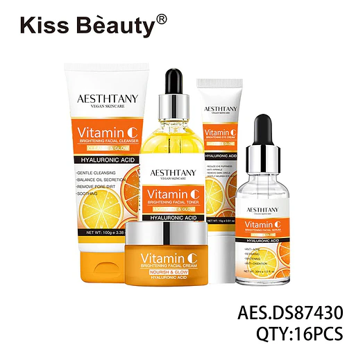 Set Skincare Facial Aclarante Vitamina C y Ácido Hialurónico Kiss Beauty AESTHTANY - Chuys Beautys | Chuy's Beautys