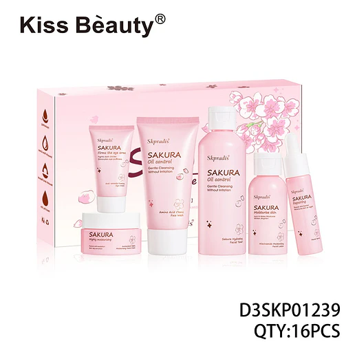 Set de Cuidado Facial Kiss Beauty Sakura Hidratante y Control de Grasa, 16 Piezas - Chuys Beautys | Chuy's Beautys