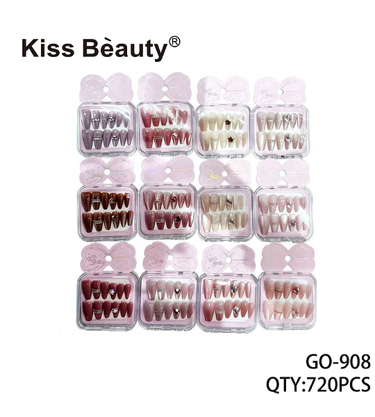 Set de Uñas Postizas Decoradas con Pedrería Kiss Bèauty