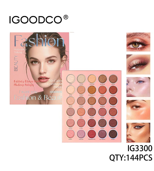 Paleta de Sombras IGOODCO Profesional de 30 Colores para Maquillaje de Ojos
