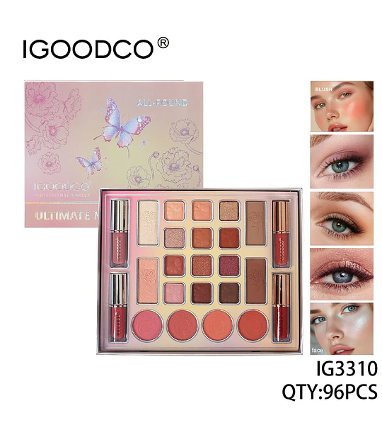 Set de Maquillaje Completo IGOODCO All-Round con Sombras, Rubores y Labiales