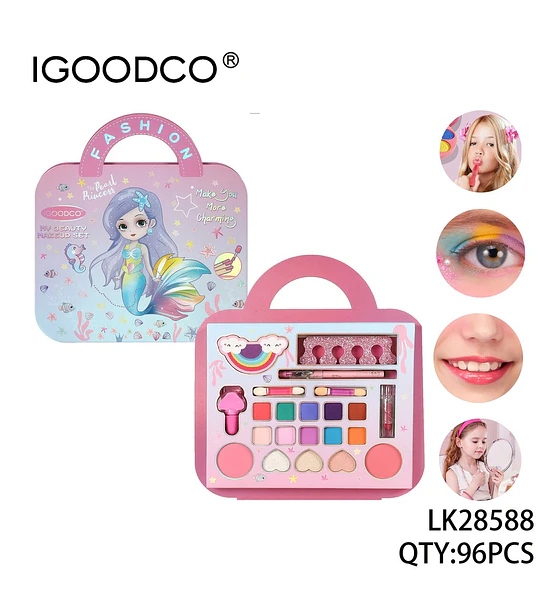 Set de Maquillaje Infantil IGOODCO Tema Sirena con Estuche Portátil