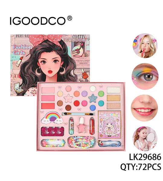 Set de Maquillaje Completo Infantil IGOODCO con Accesorios de Fantasía