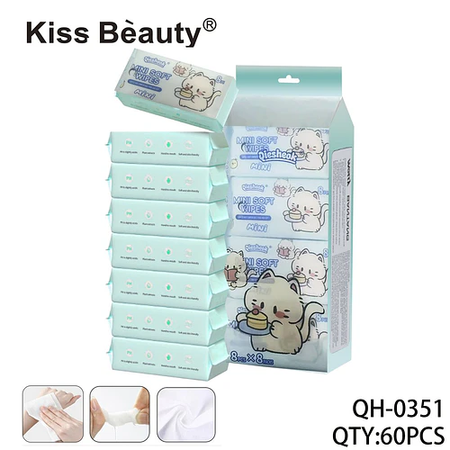 Toallitas Húmedas Mini Suaves Kiss Bèauty con PH Ligeramente Ácido y Extracto de Plantas - Chuys Beautys | Chuy's Beautys