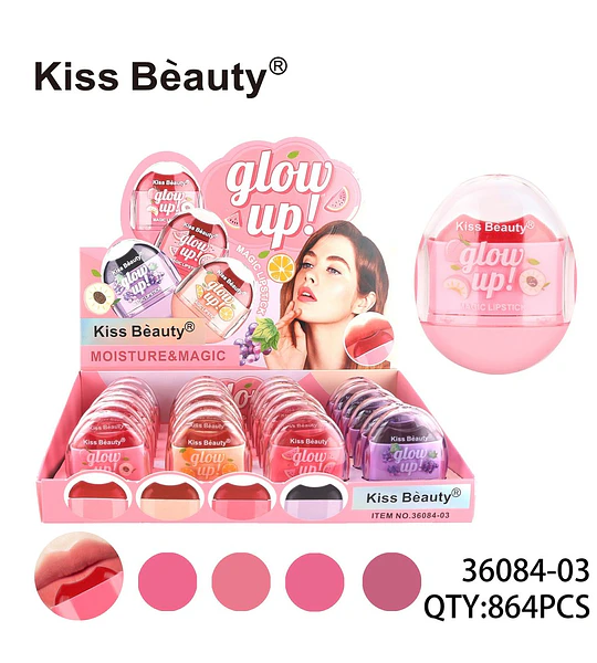 Labial Mágico Hidratante Glow Up Kiss Bèauty con Esencia Frutal