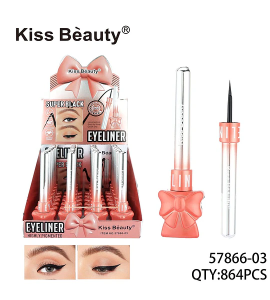 Delineador de Ojos Líquido Super Negro Larga Duración Kiss Beauty