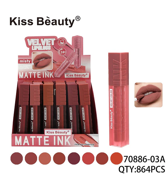 Labial Líquido Mate Aterciopelado Larga Duración Kiss Bèauty