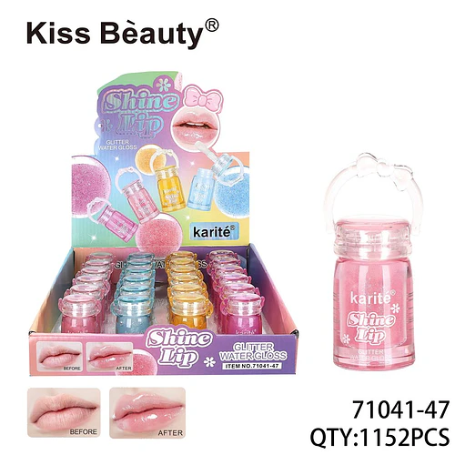 Brillo labial con glitter Karité Shine Lip en envase de mini balde - Chuys Beautys | Chuy's Beautys
