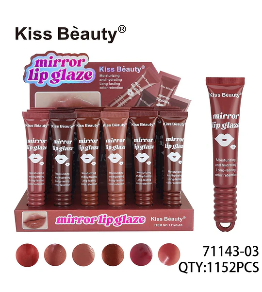 Lip Glaze Efecto Espejo Hidratante Larga Duración Kiss Beauty